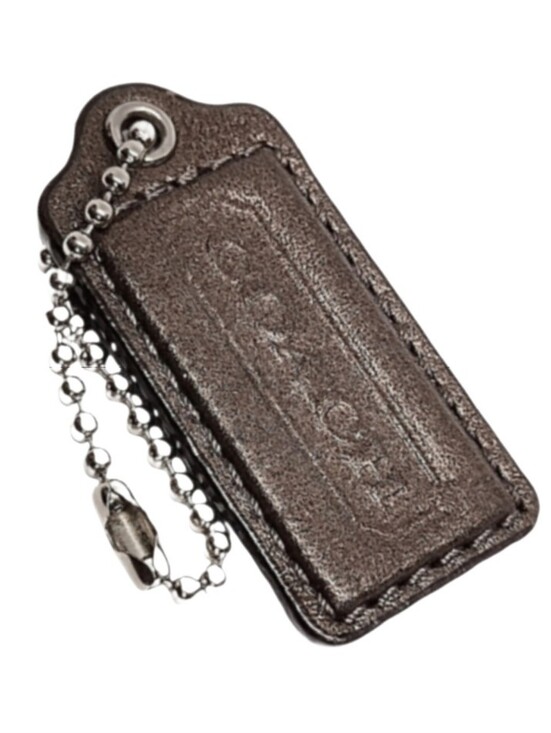 Coach Handbags - 🏷️ 2" Y2K Coach Metallic Bronze Leather Hang Tag Bag Fob Charm Keychain Rare